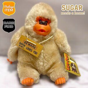 Vintage Russ Berrie Sugar Girl Christmas Holiday White Monkey Ape Gorilla Plush!